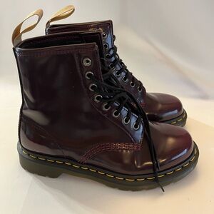 Dr. Martens Cherry Red Vegan 1460 Lace Up Boots Women’s Size 8 EUC